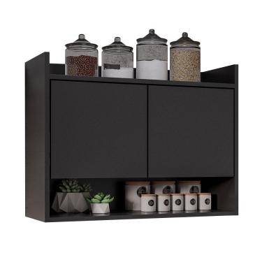 Imagem de Armário De Cozinha Aéreo 70,5 Cm Com Nicho Colin M12 - D'rossi Cor Preto