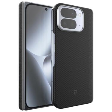 Imagem de TUDIA Capa de fibra de carbono [compatível com Pixelsnap e MagSafe] para Google Pixel 10 Pro Fold (2025) - [Fibra de aramida] Capa protetora ultrafina e leve com proteção de dobradiça (preto)