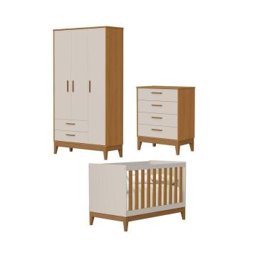 Imagem de Jogo De Quarto Para Bebe Completo 3 Portas Flip Areia Com Savana