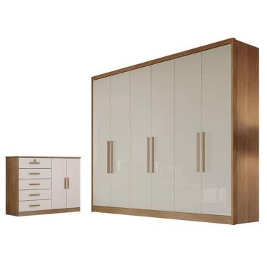 Imagem de Guarda Roupa Casal New Messina E Cômoda Seul Cumaru 25 Fendi - Horizonte