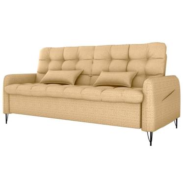 Imagem de Sofa Cama 2 Lugares 200cm Pillar Linho Vancouver E486 Milani Store Palha