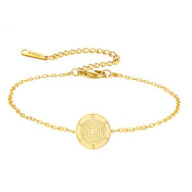 Imagem de TEAMER Hekate Pulseira de roda de aço inoxidável ajustável Hecate Pulseira de roda Wicca Roda de Hekate Deusa Amuleto Joias para mulheres, 20*20mm, Aço inoxidável, Sem Pedra Preciosa