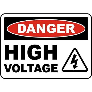 Imagem de Adesivos de vinil - Pacote - Adesivos de sinais de segurança e aviso e armazém - 2 placas de perigo de alta tensão - pacote com 3 (8,9 cm x 12,7 cm)