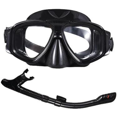 Imagem de Conjunto de snorkel para adultos com máscara natação anti-embaçamento e tubo topo seco snorkeling cinta silicone ajustável design anti-vazamento visibilidade subaquática cristalina