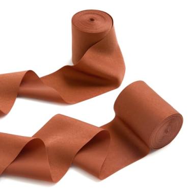 Imagem de Ling's Moment Fita de cetim laranja, 6 cm x 33 m de seda laranja queimada extra largas fitas de tecido grosso para embrulho de presente de artesanato, grinaldas de buquê de flores, aniversário