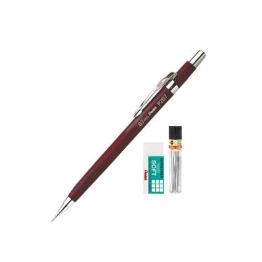 Imagem de Kit Lapiseira Pentel P207 0,7 mm Rosa Metalico Grafite HB e Borracha S