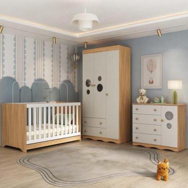 Imagem de Quarto De Bebê Completo Berço Americano 3 Em 1 Colchão Sonho Multimóve