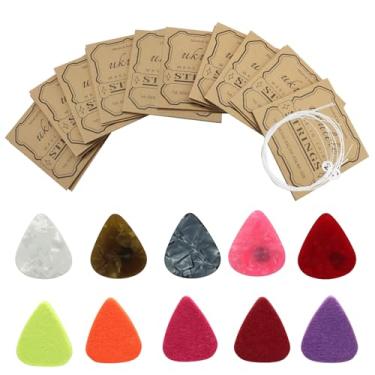 Imagem de Hordion Conjunto de 10 cordas de nylon para ukulele com 5 cordas de feltro e 5 palhetas ABS kit de acessórios para soprano (21 polegadas) concerto (23 polegadas) Tenor (26 polegadas) Ukulele