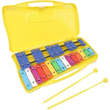 Imagem de 25 Notas Glockenspiel Xilofone Teclas de Metal Percussão Ritmo Instrumento Musical com 2 Baquetas Estojo Portátil Inicia