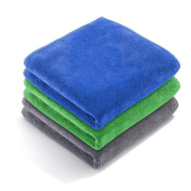 Imagem de Pacote com 3 panos de microfibra para guitarra, toalhas de limpeza de instrumento de pelúcia para guitarra, baixo, violino, piano, latão, 30,5 x 30,5 cm, cinza, azul, verde