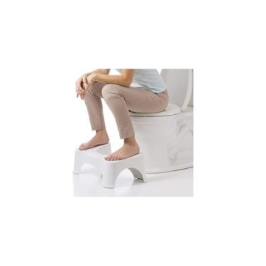 Imagem de Banquinho Auxiliar para Vaso Sanitário, Branco, Plástico, 17x22,5x39cm, Antiderrapante, Ergonômico, 382g