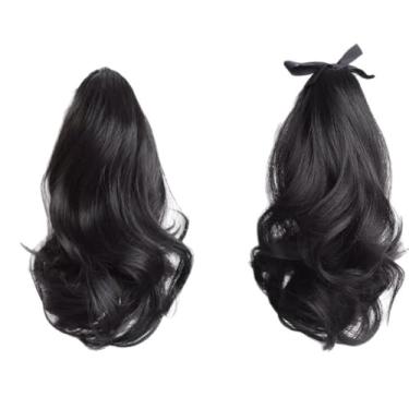 Imagem de Peruca de rabo de cavalo sintético volumoso de 30,5 cm em preto – apliques elegantes e de aparência natural para glamour diário