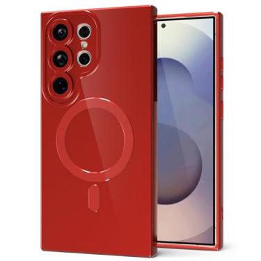 Imagem de Svanove Capa para celular Samsung Galaxy S25 Ultra de silicone magnética, compatível com Magsafe capa fofa para mulheres, feminina, brilhante, gelatina, borracha, fina, de plástico rígido, cofre e