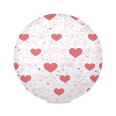 Imagem de JUZIHAI Valentines Hearts Swirls Placemats 15 Inch Round Place Mats Set of 4 Heat Resistant Washable Non-Slip Dining Table Mats for Kitchen Holiday Party Decoration