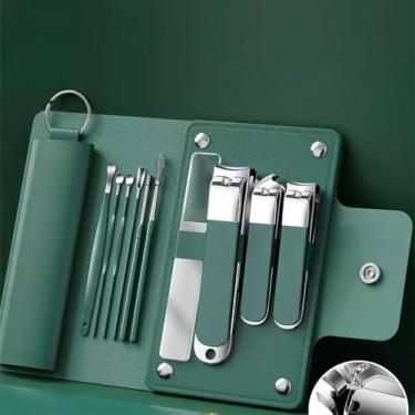 Imagem de Conjunto de 10 peças para cuidados com as unhas, aço inoxidável, cortador de unhas, caixa de armazenamento portátil, ferramenta conveniente para cortadores de bisel
