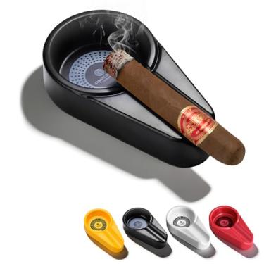 Imagem de Demcigar Cinzeiro de charuto, cinzeiro ao ar livre, cinzeiro para cigarros, charutos, suporte de cinzeiro portátil para ambientes internos e externos, acessórios para charutos, presentes para homens