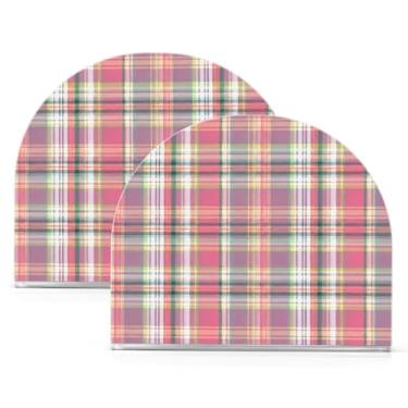 Imagem de Qilmy Porta-guardanapos de acrílico xadrez colorido, suporte de lenços de mesa independente transparente, dispensador de papel de coquetel para cozinha, jantar, restaurante, bar, decoração, 2 unidades