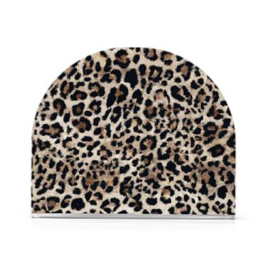 Imagem de JUZIHAI Suporte de guardanapo com estampa de leopardo para mesa dispensador de guardanapo de acrílico para mesa suporte de lenços independente para cozinha sala de jantar bar festa decoração de casa