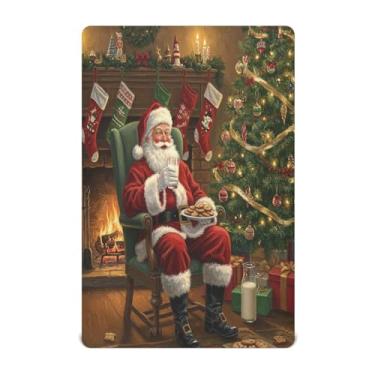 Imagem de Qilmy Lençóis de bebê de Natal para berço de Papai Noel, macio e respirável, de microfibra elástica, lençol com elástico para meninos e meninas, 132 x 71 cm, capa de colchão infantil portátil