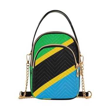 Imagem de ODAWA Bolsa lateral feminina com bandeira do Iêmen Bolsa transversal feminina pequena e leve para mulheres, Bandeira da Tanzânia, One Size