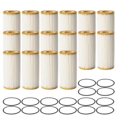 Imagem de Filtro de óleo do motor HU6013Z compatível com VW Golf Jetta Beetle Audi A3 A4 A6 S3 TT Quattro, substitui # HU6013z 06L115562B, pacote com 16