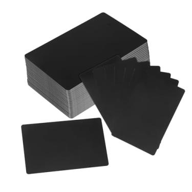 Imagem de 300 cartões de visita, cartões de visita de metal de alumínio, 86 x 54 x 0,21 mm, cartões em branco com gravação a laser confiáveis e resistentes para bricolage multiuso (preto)