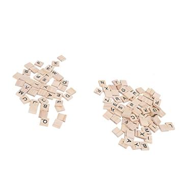 Imagem de Generic Telhas de Letras de Madeira, Duráveis, Transparentes, à Prova de Desgaste, para Artesanato, Jóias, Presentes para Crianças, 100 Peças, Telhas de Madeira