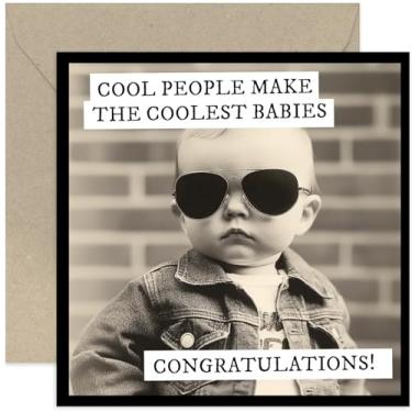 Imagem de Novos cartões engraçados de bebês para pais grávidas - Design hilário 'Cool People Cool Babies - Presentes humorísticos para recém-nascido para ele ela - Presentes para bebês meninos ou meninas