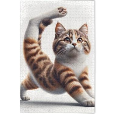 Imagem de Quebra-cabeças engraçadas personalizadas para adultos com estampa de gato 500 peças cenário arte animal decoração paisagem quebra-cabeça divertido bobo, 52 cm x 37,8 cm