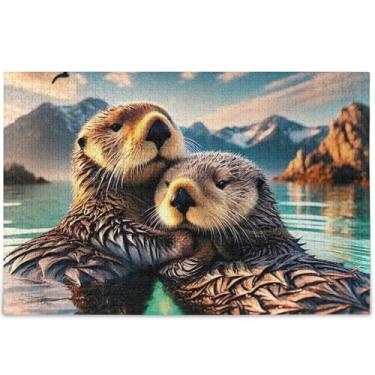 Imagem de Quebra-cabeça animal lontras marinhas fofo 500 peças para adultos presentes engraçados de tecnologia de jogo Prime Family Puzzles cenário personalizado arte animal, 52 cm x 37,8 cm
