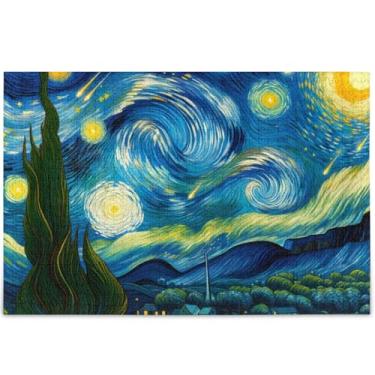 Imagem de Quebra-cabeça floral noite estrelada para adultos 1000 peças natureza flor pintura animal natureza divertido quebra-cabeça personalizado jogo de presentes técnicos, 75 cm x 50 cm