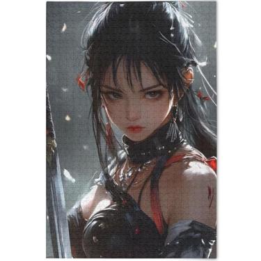 Imagem de Beautiful Girl Warrior Print Quebra-cabeça personalizado 1000 peças jogo adulto engraçado difícil quebra-cabeças pintura de belas artes, 75 x 50 cm