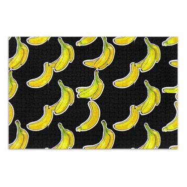 Imagem de Quebra-cabeça 500 peças para presentes adultos para amantes de quebra-cabeça amarelo banana preto inverno cena quebra-cabeça arte decoração pintura, 50 x 37 centímetros