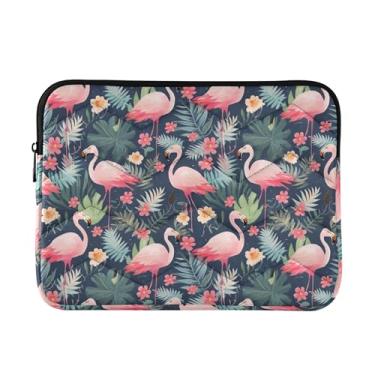 Imagem de Bolsa masculina com folhas de flamingo rosa para laptop de 15,6 polegadas, proteção abrangente, bolsa para computador
