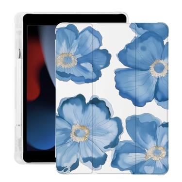 Imagem de BlHMCASE Linda flor floral para iPad Pro 13 polegadas (M5/M4) 2025/2024 com suporte para lápis, hibernar/despertar automático, capa traseira de TPU macio de couro branco