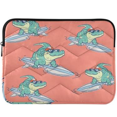 Imagem de Capa para laptop com crocodilo surfe rosa para MacBook Pro, capa universal de 13 polegadas, acessórios de computador de 13 a 14 polegadas
