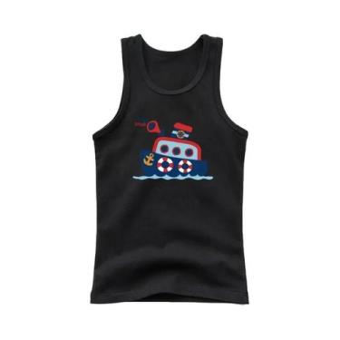 Imagem de Camiseta Sem Mangas De Algodão Para Menino Com Estampa De Barco, Top D