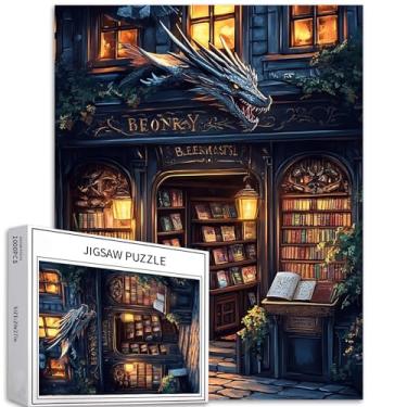 Imagem de Magic Bookstore Quebra-cabeça de 1000 peças para adultos estilo conto de fadas arte de cena quebra-cabeça colorido DIY para decoração de casa presentes quebra-cabeça familiar perfeito para noites de