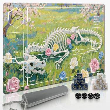 Imagem de Extalas MTG Playmat TCG Playmat -Includes Storage Bag and 16 Dice-Experience Top-Tier Quality and Edge-Locking Waterproof and Non-Slip Mat!Mat!(playmat with, Dragon Bone Flower Sea)