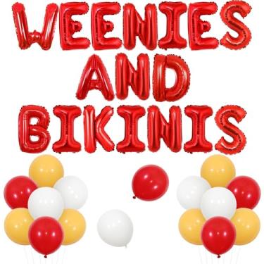 Imagem de Balterever Weenies e Biquínis Decoração de Festa Red Weenies e Biquínis Banner Hotdog Bar Suprimentos de Festa para Decoração de Aniversário de Solteira Noivado