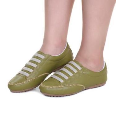 Imagem de Sapatênis Feminino Casual Rasteiro Verde Oliva-Feminino