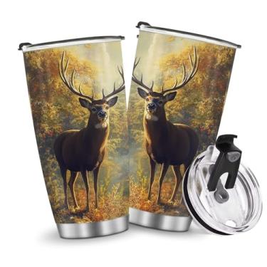 Imagem de Copos de café isolados caneca de viagem garrafa de água 590 ml homens gelados quentes e frios lidar com cervos de metal presentes para Natal, aniversário, dia das crianças, presente de aniversário