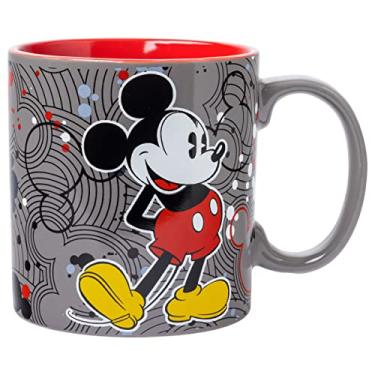 Imagem de Silver Buffalo Caneca de café de cerâmica com estampa de logotipos Mickey Circle, 590 ml