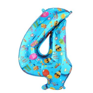 Imagem de Balão Número Azul 81,28cm, Grande Balão Filme Alumínio com Estampas Coloridas Desenhos Animados Decorações Festa Aniversário para Crianças Chá de Bebê Casamento Celebração Decoração (4)