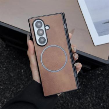 Imagem de Capa magnética para Samsung Galaxy Z Fold 7 5 4 3 com carregamento sem fio (para Galaxy Z Fold7/Marrom)