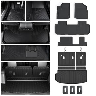 Imagem de Tapete de chão para Chevrolet Chevy Traverse 2018-2022 2023 8 assentos (assento balde de 2 fileiras), tapete de carga TPE personalizado proteção para todos os climas, forro de porta-malas e forro de