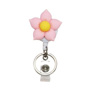Imagem de Porta-Crachá Retrátil De Resina Com Flor Para Enfermeiros E Médicos, C