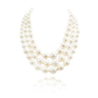 Imagem de Kalse Colar de pérola sintética de 3 camadas para mulheres, gargantilha com vários fios – joia vintage para presente para noiva, dama de honra, casamento, festa, 12 inch-15 inch, Pérola sintética