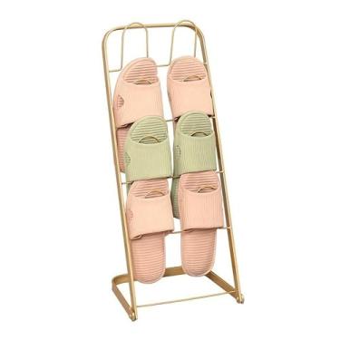 Imagem de Suporte empilhável de sapatos de 4 níveis, organizador de armazenamento de sapatos em pé, prateleira de chinelos de metal, prateleira de armazenamento de sapatos de economia de espaço para entrada