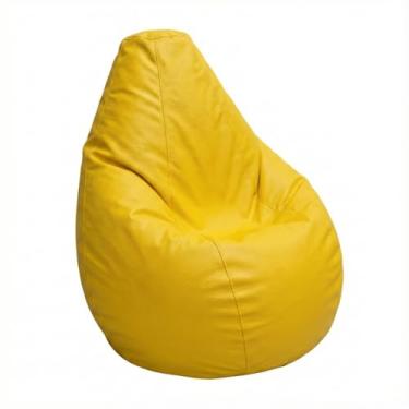 Imagem de Puff Pera Tamanho Pequeno em Couro Sintético com Enchimento Impermeável, Amarelo, 80x60cm, para Sala Quarto ou Escritório, Confortável, Resistente (Amarelo)